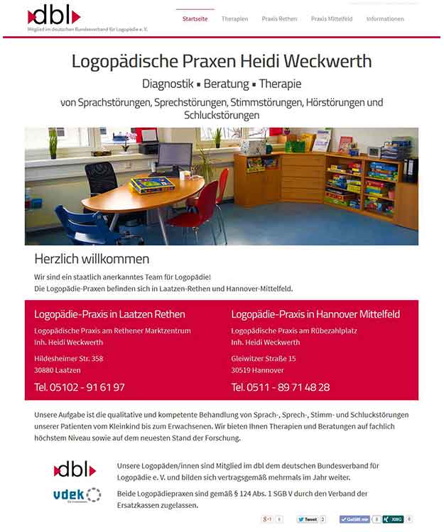Werbeagentur Hannover - Webdesign Logopädie Logopädische Praxis Laatzen und Hannover Werbung