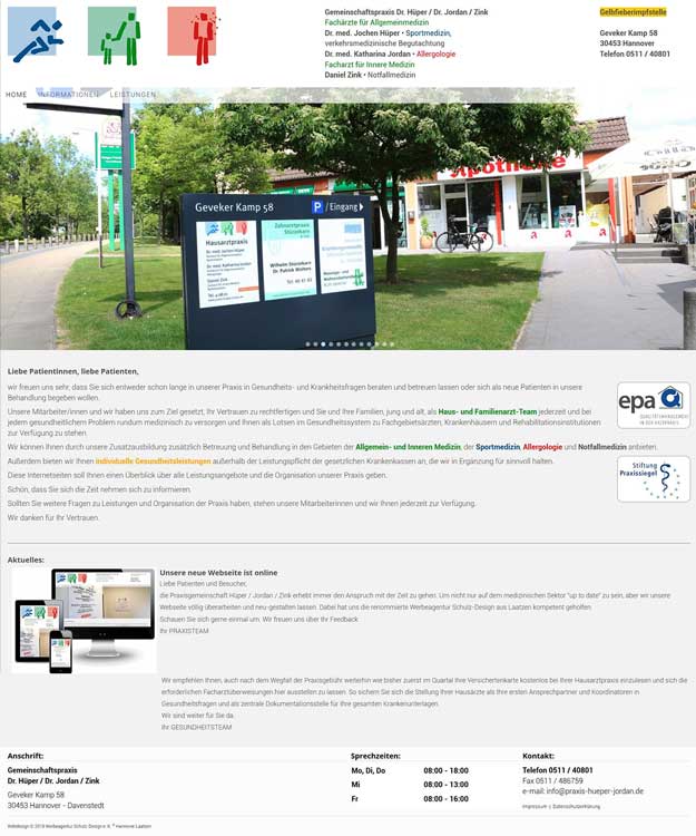 Werbeagentur Hannover - Webdesign Gemeinschaftspraxis Dr. Hüper, Dr. Jordan, Hr. Zink, Hannover - Davenstedt Werbung Homepage