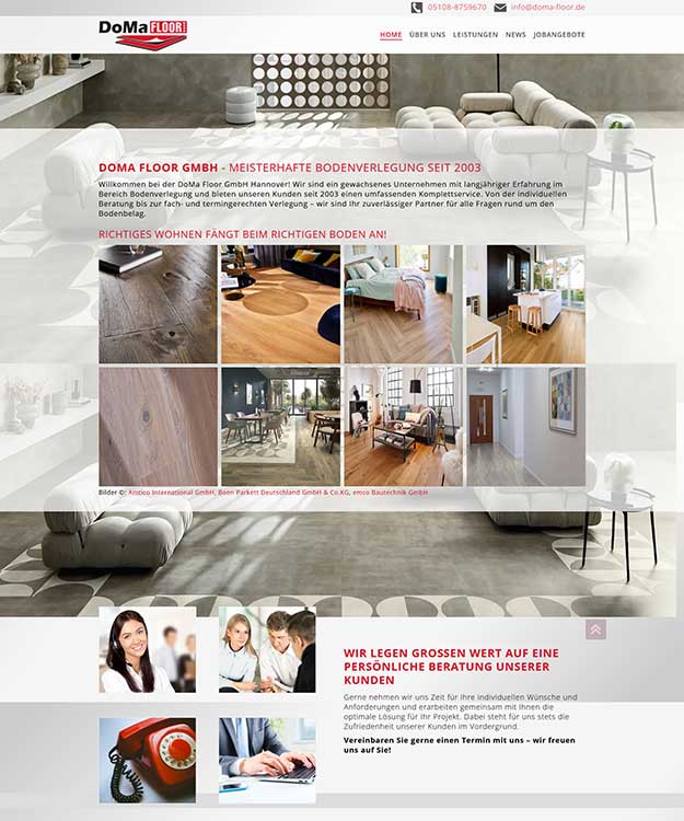 Neuartiges Webdesign mit Joomla 4 für Doma Floor Gehrden
