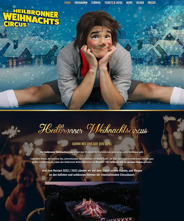 Webdesign Heilbronner Weihnachtscircus Homepage Web-Design