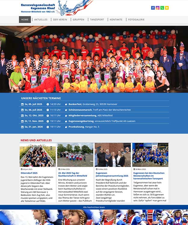 Neue Website für Karnevalsverein – Webdesign aus Hannover