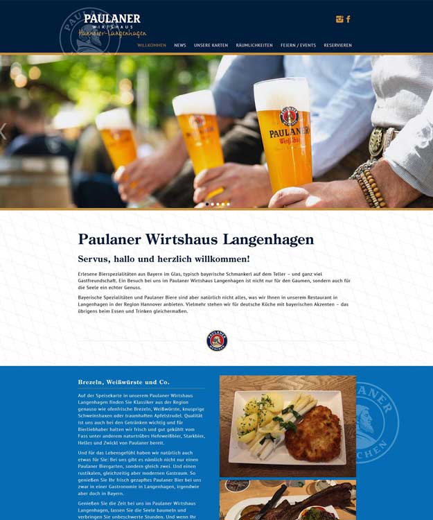 Werbeagentur Langenhagen: Webdesign für Paulaner Wirtshaus