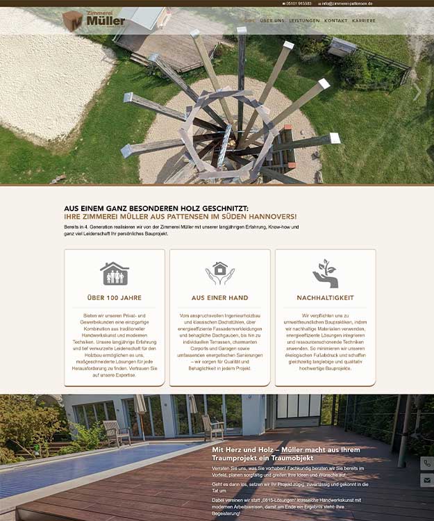 Neue Website für die Zimmerei Müller aus Pattensen