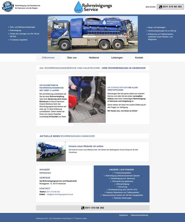 Werbeagentur Hannover - Webdesign Rohrreinigung Hannover